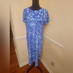 Jude Connally Mid Length Dress Style  101371s Blue / White Sz M